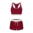 thumbnail image 6 of IYYVV Women Two Piece Athletic Swimsuits High Waisted Bikini Set Sporty Crop Top with Boy Shorts Bathing Suits Red XL, 6 of 6