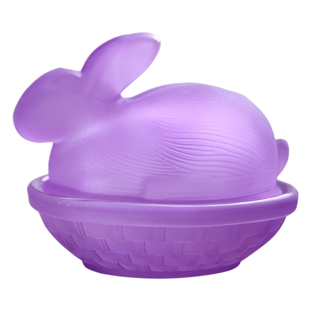 YWIYIUD 1PC Easter CandyDish Glass Rabbit Jar with Lid Cute Rabbit Cookie Jars Decorative Glass Dish Storage Bowl for Easter Table Decorations Gift Party Supplies 4x4.5inch