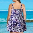 thumbnail image 6 of up to 60% off Gifts Usmixi Womens Plus Size Swimsuits High Waist Modest Bathing Suit Swimdress Tankini Sets Sleeveless V-Neck Sunflower Print Swimwear Purple M Up to 65% off, 6 of 7