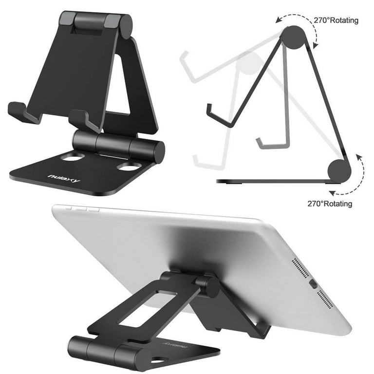 Nulaxy Dual Folding Cell Phone Stand, Fully Adjustable Foldable Desktop  Phone Holder Cradle Dock Compatible with Phone 15 14 13 12 11 Pro Xs Xs Max