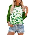 thumbnail image 4 of BEFOKA Women'S Shirts 3/4 Long Sleeve St Patricks Day Crewneck Sweatshirt Irish Shamrock Printed Pullover Sweatshirt Tops For Women Trendy Blouses Green Graphic Tshirts Holiday Outfits Tee Tops, 4 of 7