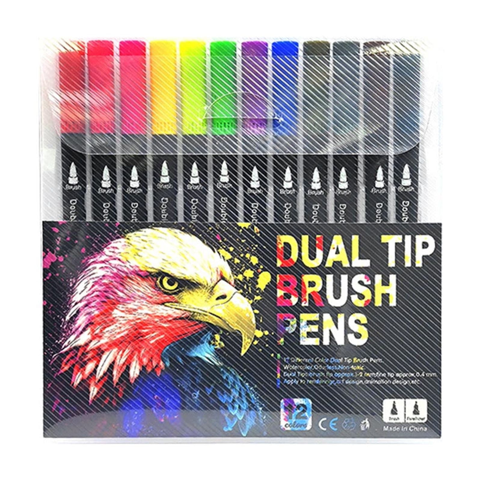 Pen Set, Double Line Pen Color Hand Account Pen Dream Metal Pen Hand-painted 24 Color Highlighter Marker Pen 3ml