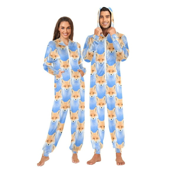 joogoo Cute Fox Unisex Adults Onesies Pajamas Jumpsuits L