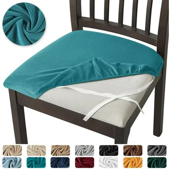 ATJIA Dining Chair Seat Covers Stretch Velvet Chair Seat Slipcovers Protector Washable Removable Kitchen Chair Covers