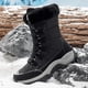 thumbnail image 5 of Botas de nieve impermeables de invierno para mujer, con aislamiento térmico, antideslizantes, para exteriores, color negro y blanco, 5 of 5