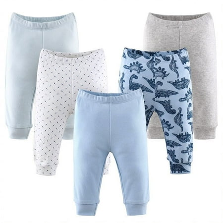 UPC: 0841297157998 | The Peanutshell Baby Pants for Boys 5-Pack Blue Dinosaurs