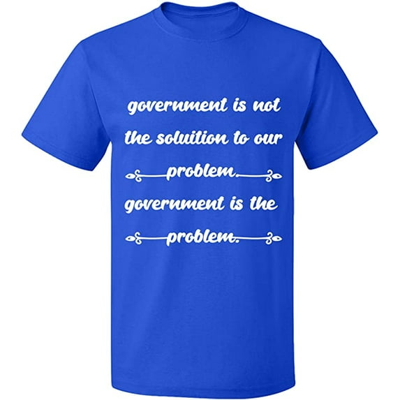 Unisex T-Shirt, Government is The Problem, Slim Fit, Short Sleeve Sweater - Royal Blue Medium