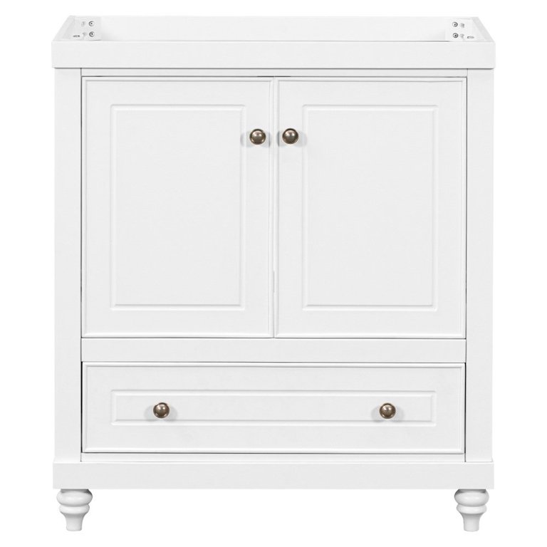 Hassch Modern 30 Bathroom Vanity with Ceramic Basin, Wooden Bathroom  Storage Cabinet with Drawer, White