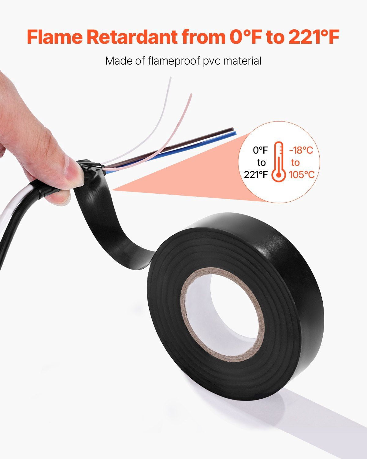 600V Electrical Tape 10 Rolls 3/4 in x 66 ft PVC Insulating Wire Tape Flame Retardant Waterproof Weather Resistant for Electrical Equipment Black