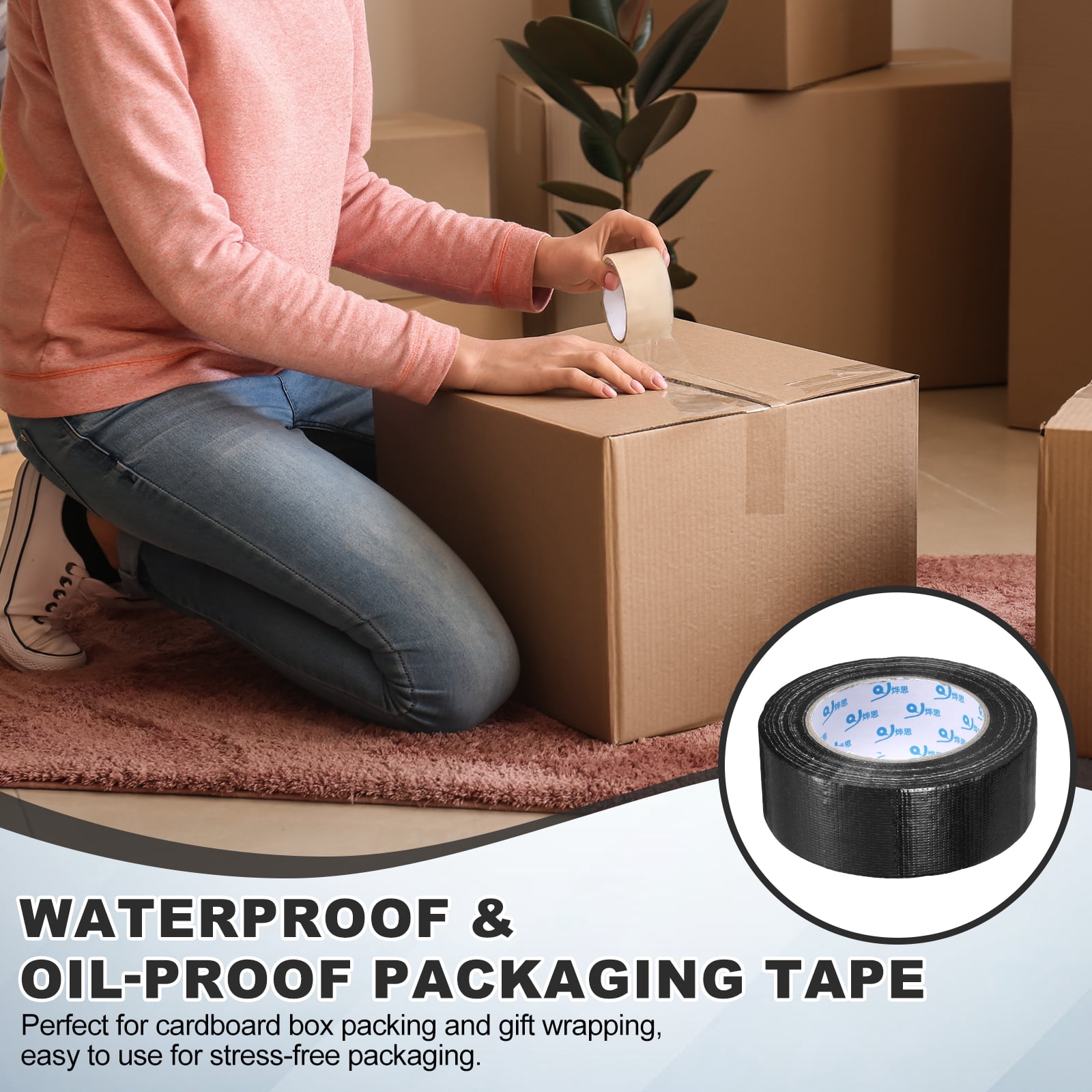 Uxcell Duct Tape (1.77 Inch x 49 Yards, Black) Heavy Duty Industrial Duct Tape Easy Use Strong Adhesive No Residue, for Repairs Crafts Projects Home Improvement
