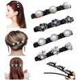 thumbnail image 2 of Pinzas para el cabello trenzadas para mujeres, pinza para el cabello trenzada con piedra de cristal brillante, pinzas para el cabello Rsvelte de 4 piezas, pasadores para el cabello rotos con forma de JAMW Sencillez, 2 of 5