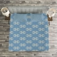 thumbnail image 3 of Ambesonne Geometric Quilted Bedspread Set 3 Pcs, Circular Floral Shape, Queen Size, Slate Blue Tan, 3 of 3