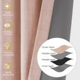 thumbnail image 3 of 100% Blackout Faux Linen Curtains for Livingroom Bedroom W50 X L108,2 Panels Set Thermal Insulated Curtains With Free 20 Ring Clips - Light Blush, 3 of 9