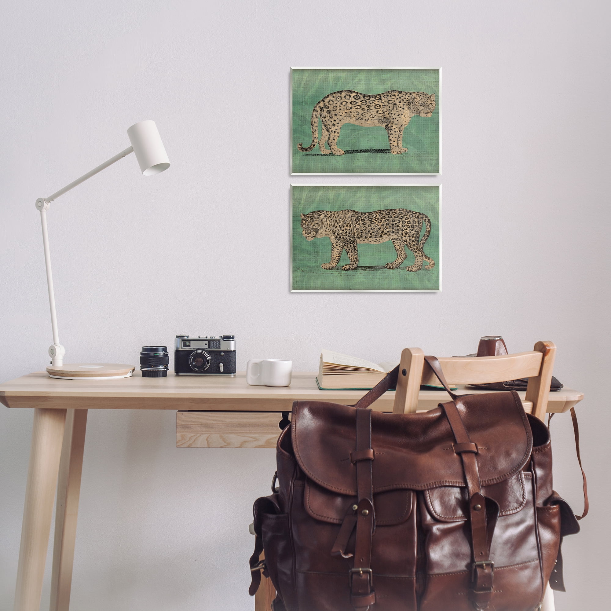 Stupell Industries Stunned Jaguar Hunting Animals Painting Unframed Art Print Wall Art, 14 x 11, Set of 2