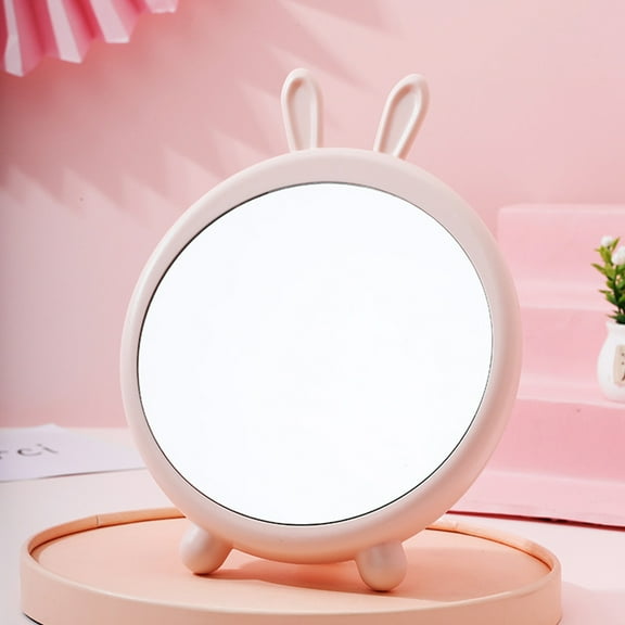 Masteelf Wall Square Mirror Vanity Mirror Cartoon Mirror Travel Student 22X16.5CM Pink