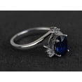 thumbnail image 2 of HeartsAndYou 1.7ct Natural Blue Sapphire Engagement Ring 14k SOLID White Gold Unique Trilogy, 2 of 8