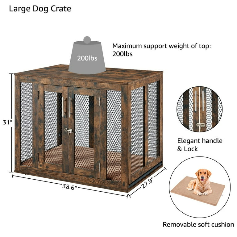 Pinnacle Woodcraft Amish Wood Dog Crate Entertainment Center - Large,  Durable, Spacious, and Airy