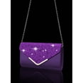 thumbnail image 2 of REMANLAND Purple Sparkle Envelope Evening Clutch with Rhinestone Jewelry Set, Matching Drop Earrings Necklace Bangle Women Formal Party Handbag, 2 of 7
