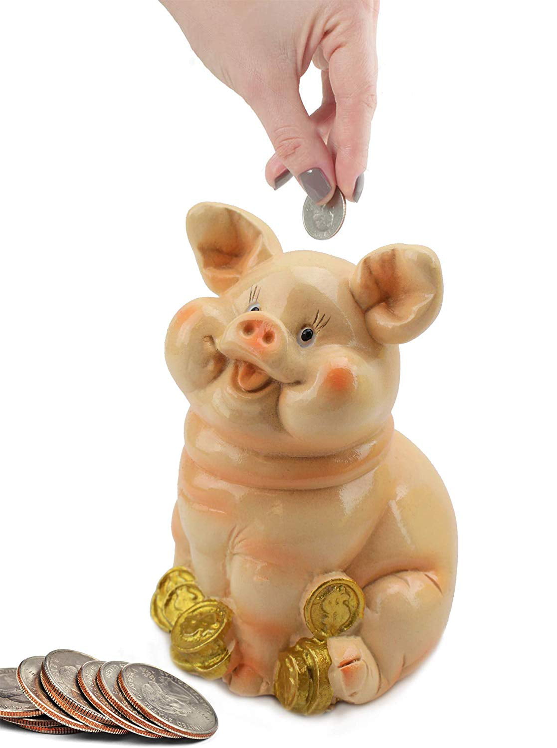 Sitting Pig On Gold Coins Money Piggy Bank Coin Bank D