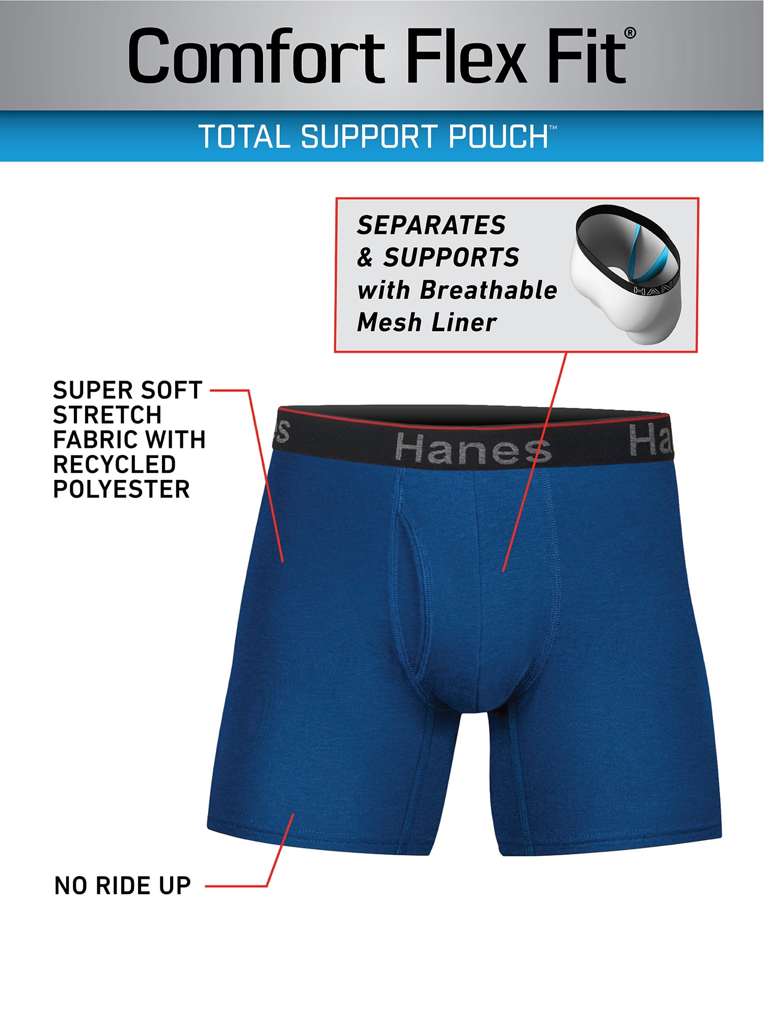 Men's Comfort Flex Total Support Pouch Long Leg 3-Pack 