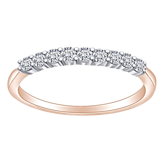 AFFY 0.40 Carat (Ctw) Round Shape White Natural Diamond Half Eternity Wedding Band Ring In 14k Solid Rose Gold Ring Size-5