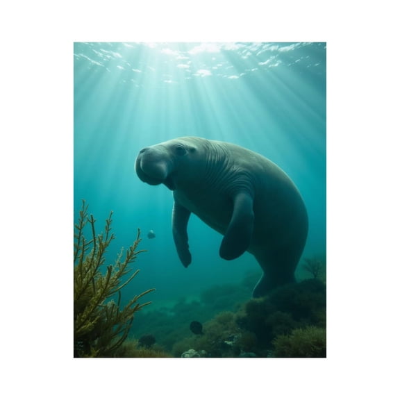Paint By Numbers Kit for Adults Beginner - DIY Manatee Underwater Ocean Scene Canvas Painting Kits for Adults, Frameless Paint By Number for Adults for Home Wall Decor 16x20 Inch