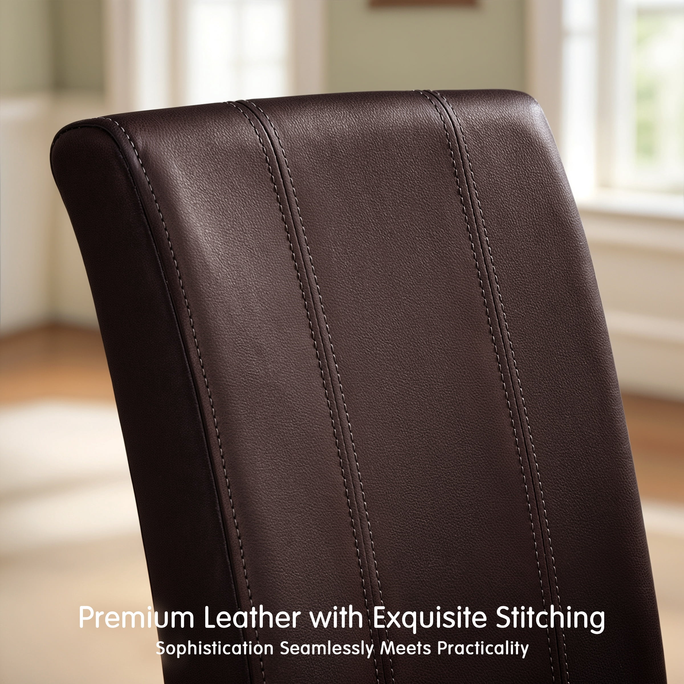 Subrtex Modern Parsons Faux Leather Dining Chairs Set of 6 Upholstered Dining Chairs–Brown