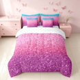 thumbnail image 3 of Homewish Ombre Blings Print Queen Bedding for Girls, Cyan Pink Bedding Comforter Set Queen, Reversible, 7 Pieces, 3 of 7