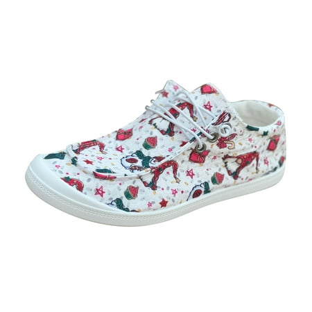

ZXHACSJ Floral Print Women s Sports Shoes Flat Breathable Shoes Women s Shoes White 39