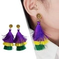 thumbnail image 7 of FENOHREFE Colorful Layered Tassels Earrings Dangle Drop Earrings for Women Mardi Gras Carnival Ear Jewelry Ear Hooks, 7 of 7