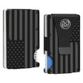 thumbnail image 2 of Black & Gray American Flag Engraved, Minimalist Wallet, RFID Blocking Aluminum Slim Wallet With Money Clip (Black & Gray with Money Clip), 2 of 4