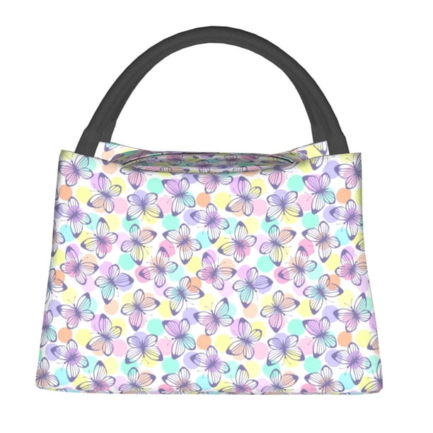 Fotbe Butterflies on Polka Dots Bolsa Térmica Portátil con Estampado, Bolsa de Entrega de Alimentos Aislada, Bolsa Reutilizable de Gran Capacidad para Comidas y Supermercado