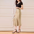 thumbnail image 2 of Aayomet Women's Skirts Women Long Maxi Skirt Bodycon High Waist Slite Basic Skirts Elastic Stretchy Dress (Gold,M), 2 of 5