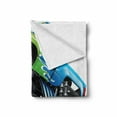 thumbnail image 2 of Cars Soft Flannel Fleece Throw Blanket, Cartoon Monster Truck Cool Vehicle Modified to the Perfection Colorful Design, Cozy Plush for Indoor and Outdoor Use, 50" x 60", Aqua Green Black, by Ambesonne, 2 of 6
