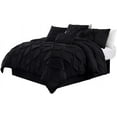 thumbnail image 6 of Chezmoi Collection Sydney 7-Piece Pinch Pleat Comforter Set, Lightweight Pintuck Bedding for All Season, Queen, Black, 6 of 6