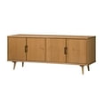 thumbnail image 3 of Walker Edison Mid-Century Modern Groove Handle 4-Door TV Stand for TVs up to 65”, Caramel, 3 of 9