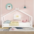 thumbnail image 3 of Harper & Bright Designs Twin Size Floor House Bed, Wood Montessori House Bed Frame with Fence, Playhouse Tent Bed with Roof, White, 3 of 10