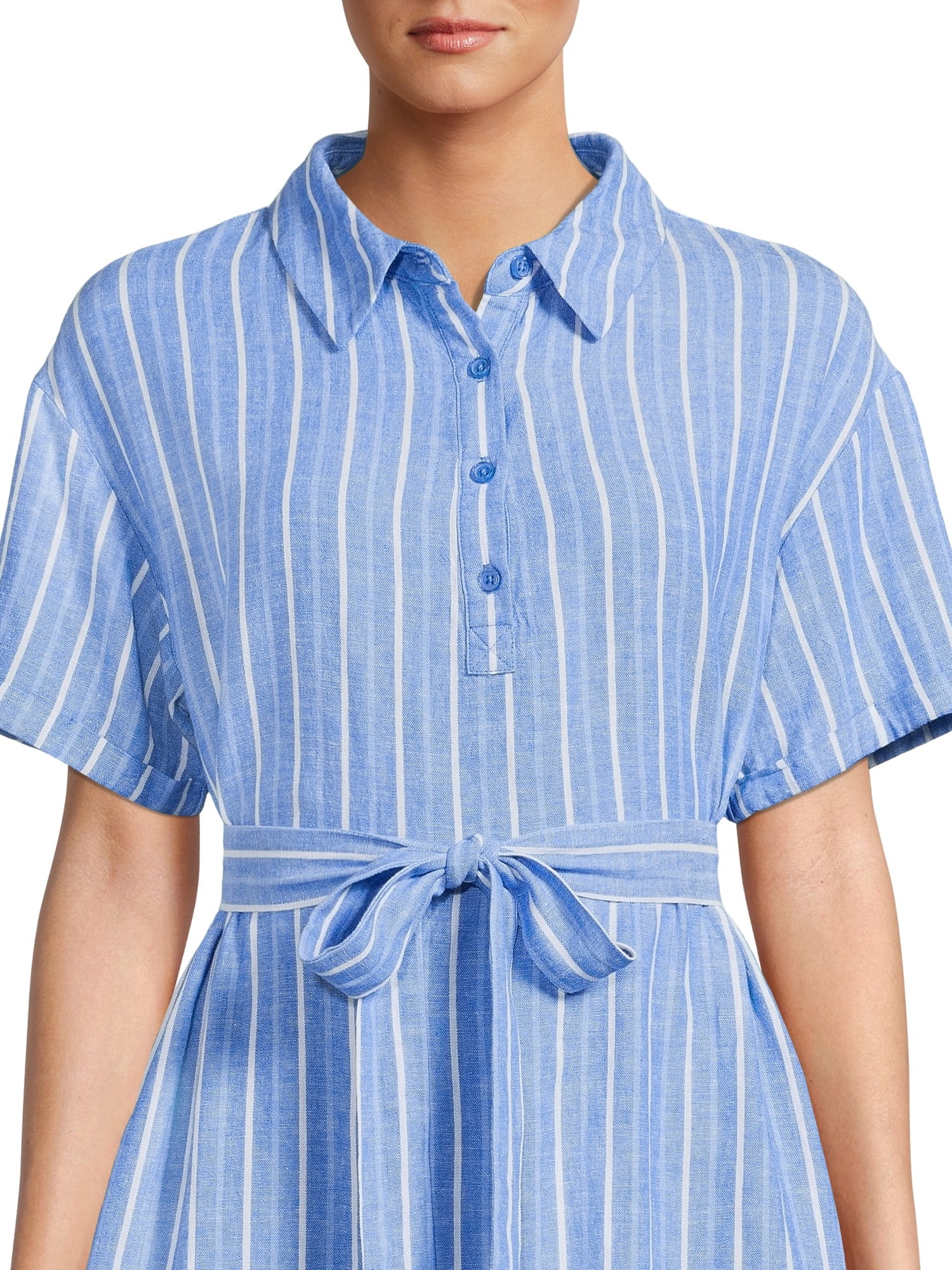 The Get Women's Short Sleeve Babydoll Mini Dress with Tie