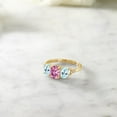 thumbnail image 4 of Gem Stone King 10K Yellow Gold 3-Stone Ring Oval Pink Moissanite and Topaz Sky Blue (1.92 Cttw, Size 9), 4 of 4