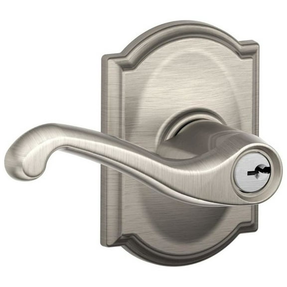 Schlage F51-Fla-Cam Flair Single Cylinder Keyed Entry Door Lever Set - Brass