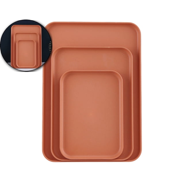 Dvruxg Set of 3 Rectangular Trays (Large, Medium & Small) – Multi-Purpose Household Serving Trays for Tea Cups, Snacks, and Dinner Plates – Stylish Plastic Tray Set