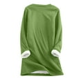 thumbnail image 3 of DuoJiaJ Womens Round Neck Soild Color Loose Warm Casual Printed Top Autumn Plush Warm Women Top Thermal Underwear Women Green XXL, 3 of 3