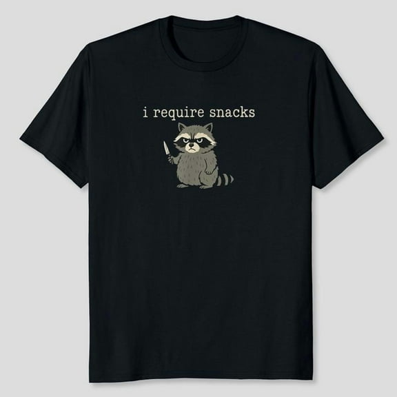 Funny Raccoon, I Require Snacks T-Shirt Unisex, Sizes S-5XL, Tbun