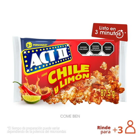Palomitas para microondas ACT II sabor chile y limón 87.5 g