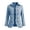 Blue, variant on Ruffled Trim Jackets for Women Long Sleeve Laple Double Button Plaid Jacket Casual Fall Outerwear Jacket Tops S-3XL