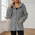 thumbnail image 2 of Fleece Jacket Women Winter Warm Full Zip Up Fuzzy Sherpa Coats with Coat Dark Gray M, 2 of 9
