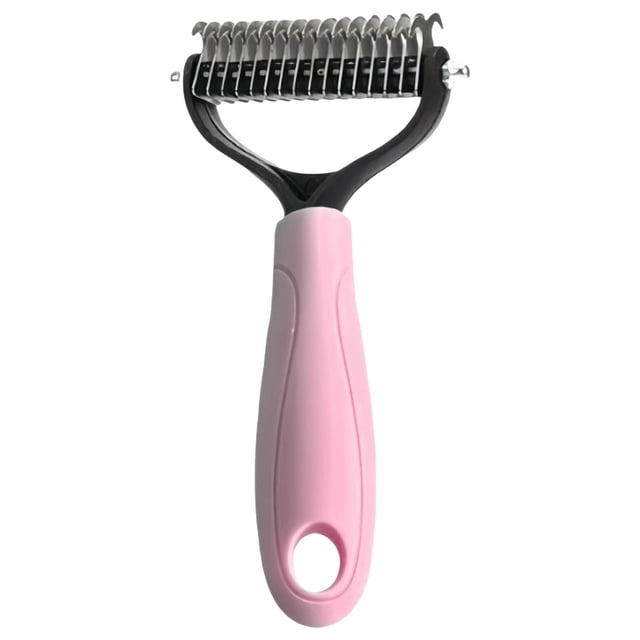 1PCS Pet Grooming Rake Double-Sided Dematting Tool for Dogs & Cats Extra-Wide Undercoat Rake for Long Hair Effective Deshedding Comb Ergonomic Handle Included