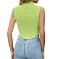 thumbnail image 5 of Holzkary Womens Tank Tops Summer Knit Racerback Mock Neck Halter Crop Tops Blouses Sleeveless Slim Basic Cami Shirts Women's Sleeveless Knitted Round Neck Slim Fit Crop Top Summer Top Light Green Xxl, 5 of 6