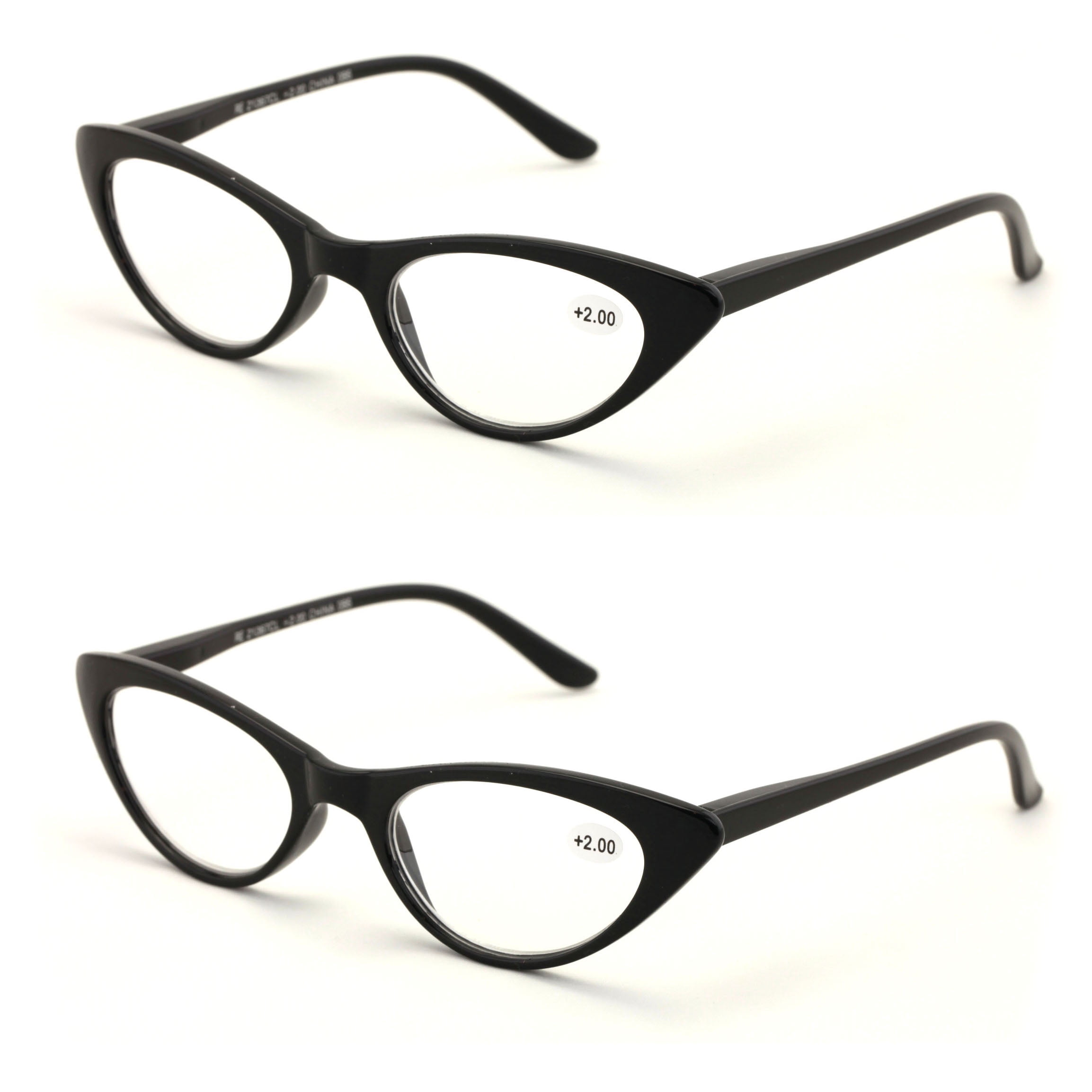 V.W.E. 2 Pairs Deluxe Female Cateye Vintage Reading Glasses Women
