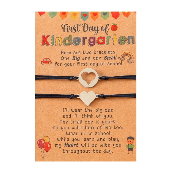YIEMEEN 2 Pcs Matching Cutout Heart Wristband First Day of School Bracelet Gift for Teen